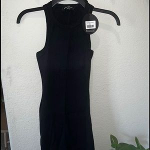 Star power ribbed mini dress black